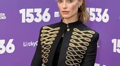Margot Robbie's Striking Military-Inspired Look at West End Premiere