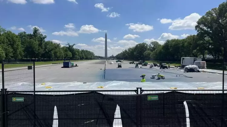 Controversial Transformation: Washington D.C.'s Reflecting Pool Undergoes 'American Flag Blue' Makeover