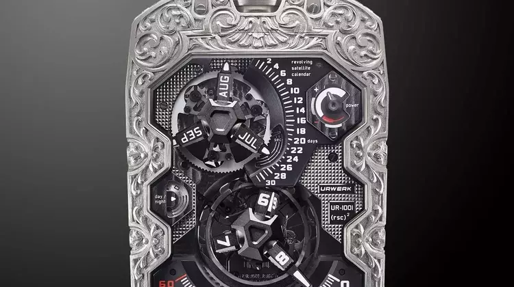 Urwerk Unveils Unique UR-1001 Amadeus Pocket Watch with Hand-Engraved Titanium Casing