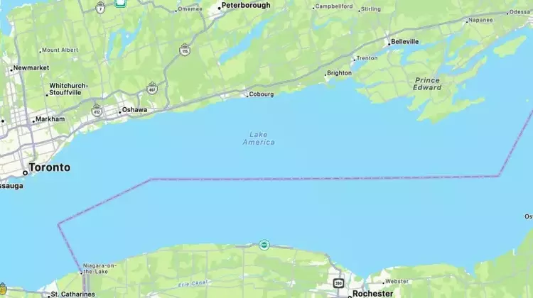 Apple Maps Renames Lake Ontario to 'Lake America' Following Trump's Directive